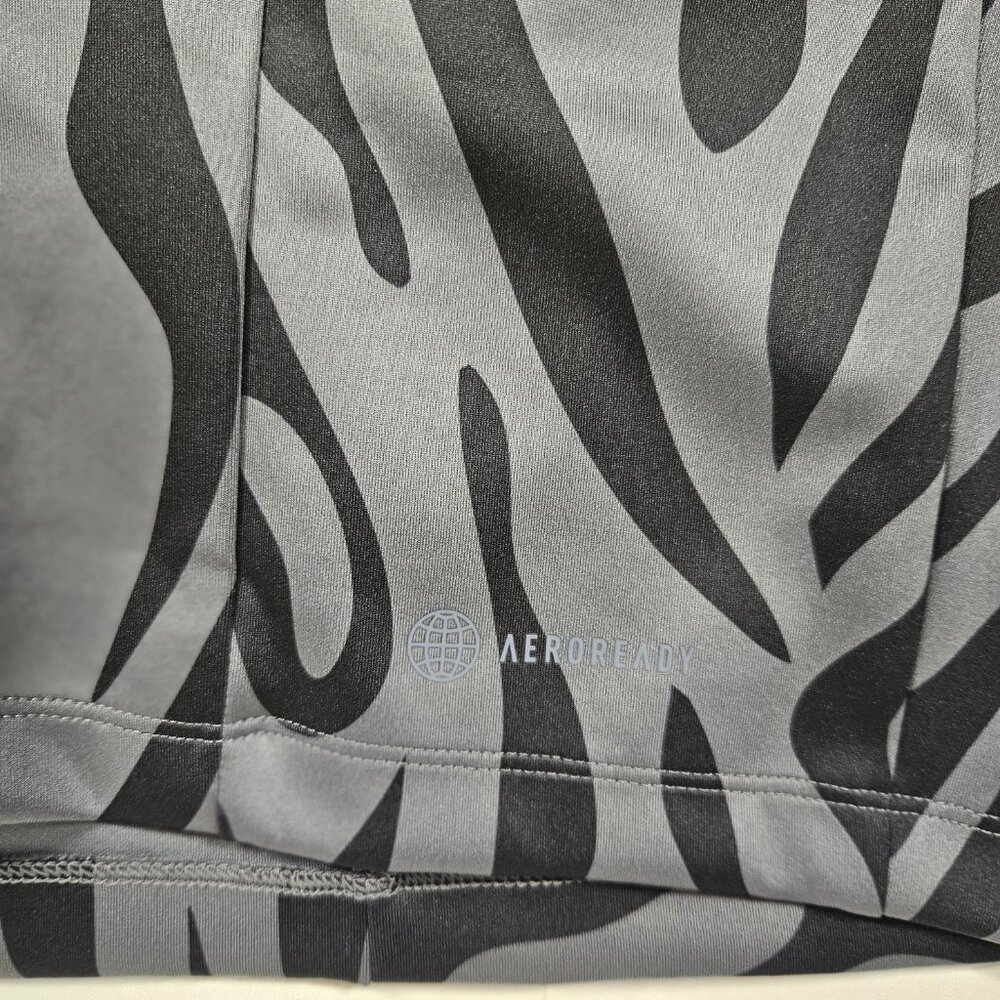 Adidas Aeroready Zebra Print Crop Top Tank Women's Size Large Gray Black - Picture 3 of 7